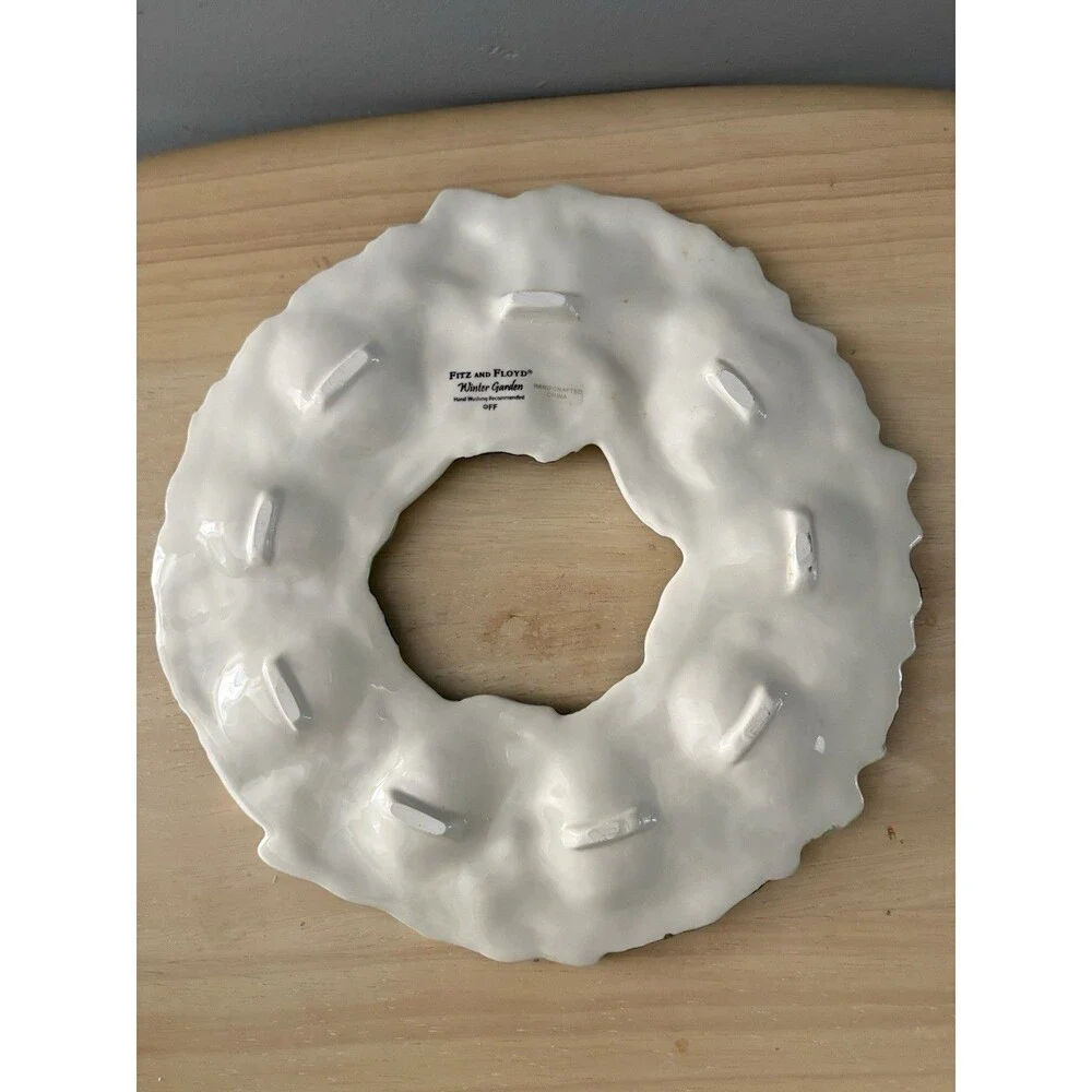 Fitz & Floyd Deviled Egg Serving Plate Winter Garden Green Wreath Christmas  9